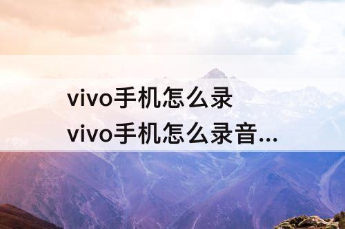 vivo手机怎么录 vivo手机怎么录音微信语音通话