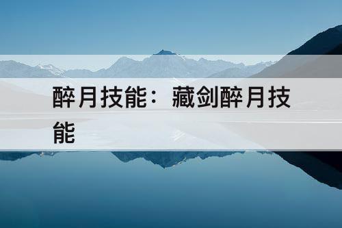 醉月技能：藏剑醉月技能