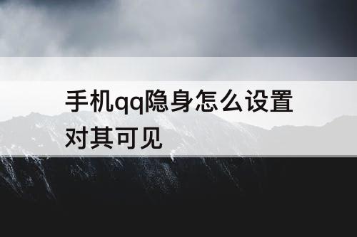 手机qq隐身怎么设置对其可见