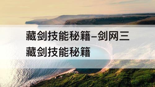 藏剑技能秘籍-剑网三藏剑技能秘籍