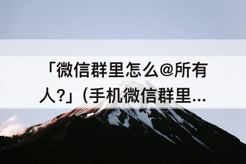 「微信群里怎么@所有人?」(手机微信群里怎么@所有人?)