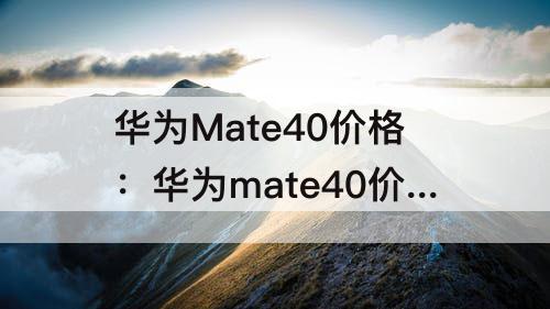 华为Mate40价格：华为mate40价格及图片