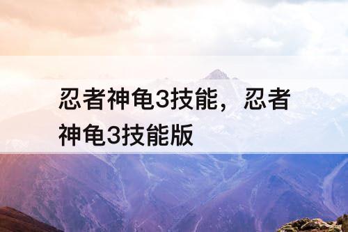 忍者神龟3技能，忍者神龟3技能版