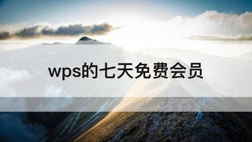 wps的七天免费会员