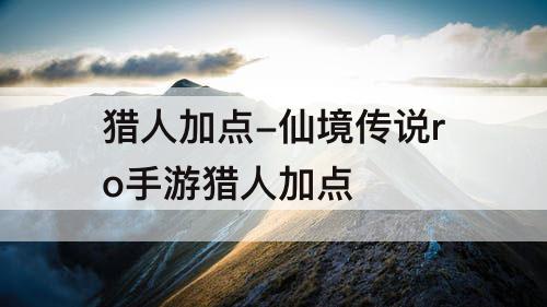 猎人加点-仙境传说ro手游猎人加点