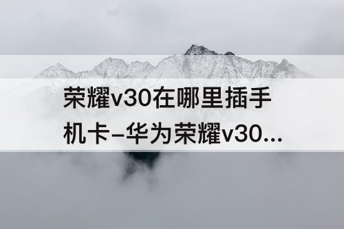 荣耀v30在哪里插手机卡-华为荣耀v30在哪里插手机卡