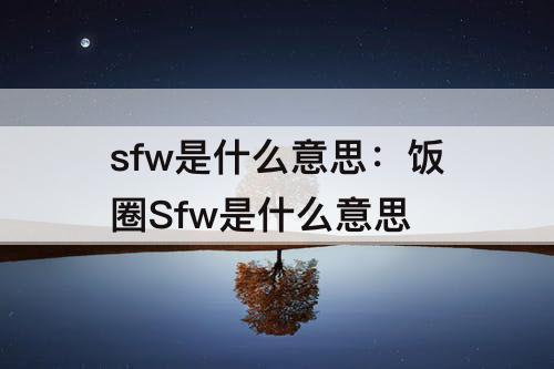 sfw是什么意思：饭圈Sfw是什么意思