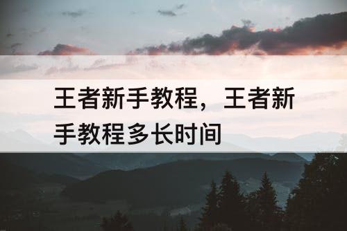 王者新手教程，王者新手教程多长时间