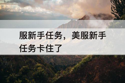 服新手任务，美服新手任务卡住了