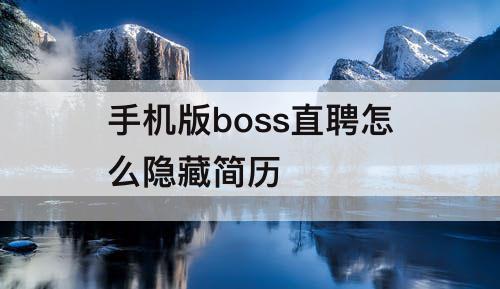 手机版boss直聘怎么隐藏简历