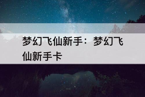 梦幻飞仙新手：梦幻飞仙新手卡