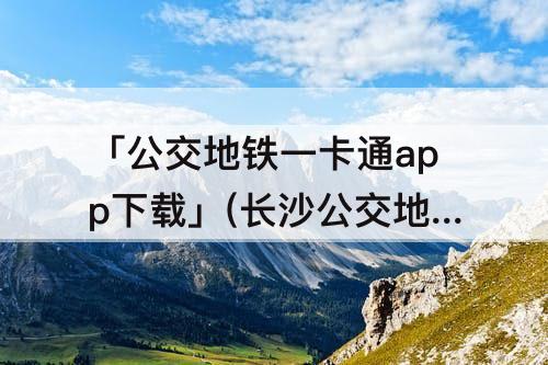 「公交地铁一卡通app下载」(长沙公交地铁一卡通app下载怎么样激活)