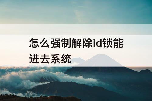 怎么强制解除id锁能进去系统