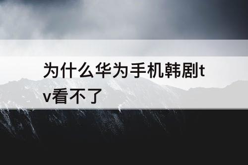 为什么华为手机韩剧tv看不了