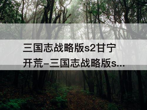 三国志战略版s2甘宁开荒-三国志战略版s2甘宁开荒攻略