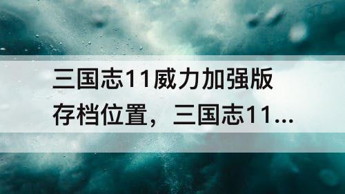 三国志11威力加强版存档位置，三国志11威力加强版存档位置有两个?