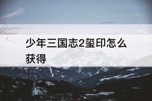 少年三国志2玺印怎么获得