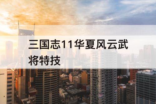 三国志11华夏风云武将特技