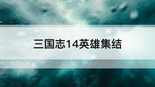 三国志14英雄集结