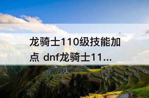 龙骑士110级技能加点 dnf龙骑士110级技能加点