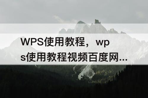 WPS使用教程，wps使用教程视频百度网盘