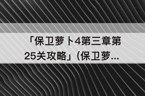 「保卫萝卜4第三章第25关攻略」(保卫萝卜4第三章第25关攻略图)