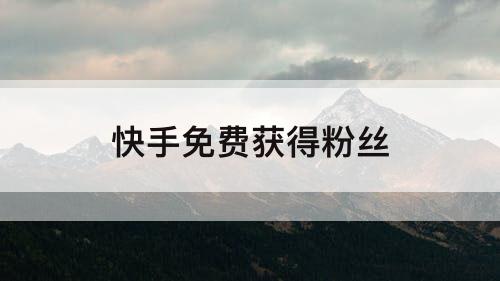 快手免费获得粉丝
