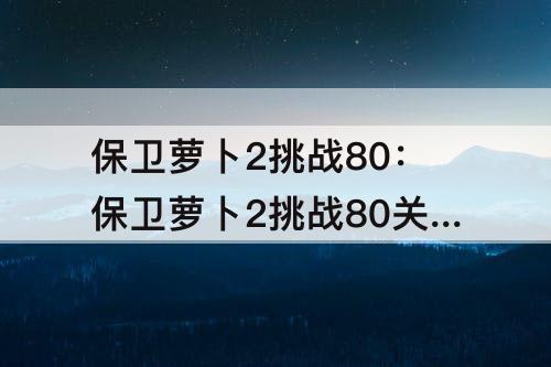 保卫萝卜2挑战80：保卫萝卜2挑战80关攻略
