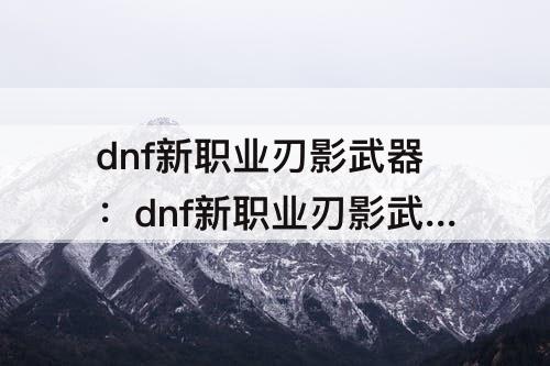 dnf新职业刃影武器：dnf新职业刃影武器白13可以吗