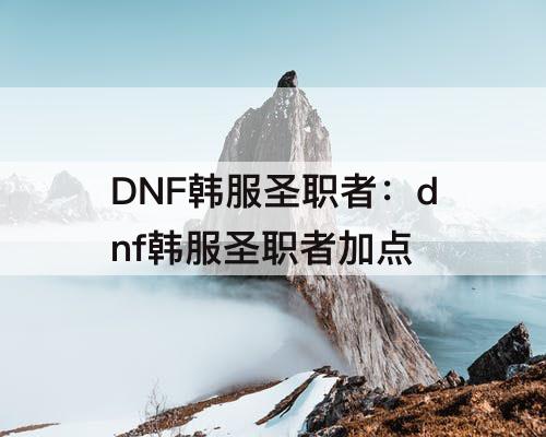 DNF韩服圣职者：dnf韩服圣职者加点