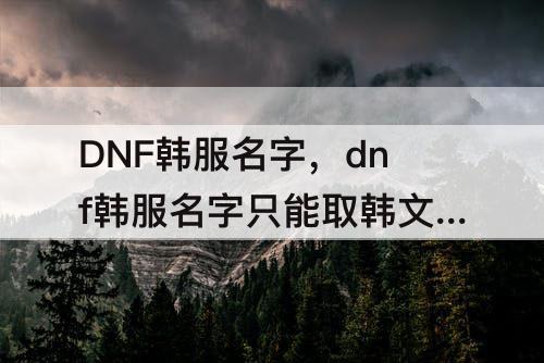 DNF韩服名字，dnf韩服名字只能取韩文吗