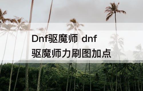 Dnf驱魔师 dnf驱魔师力刷图加点