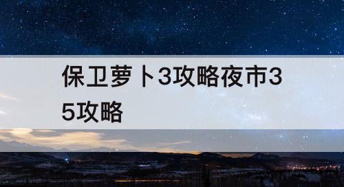 保卫萝卜3攻略夜市35攻略