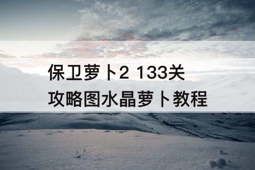 保卫萝卜2 133关攻略图水晶萝卜教程