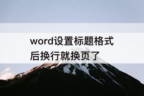 word设置标题格式后换行就换页了