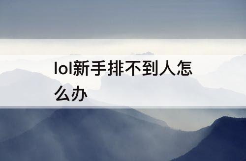 lol新手排不到人怎么办