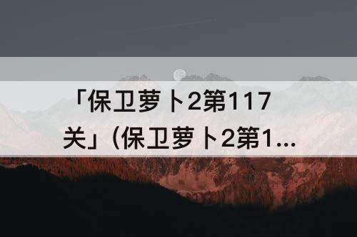 「保卫萝卜2第117关」(保卫萝卜2第117关攻略水晶萝卜攻略)