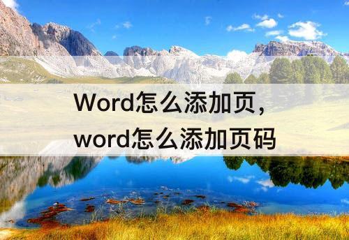 Word怎么添加页，word怎么添加页码