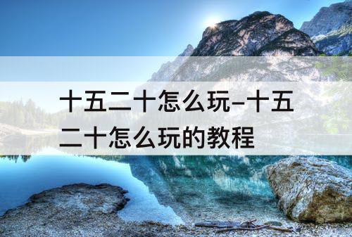 十五二十怎么玩-十五二十怎么玩的教程