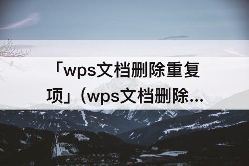 「wps文档删除重复项」(wps文档删除重复项怎么操作)