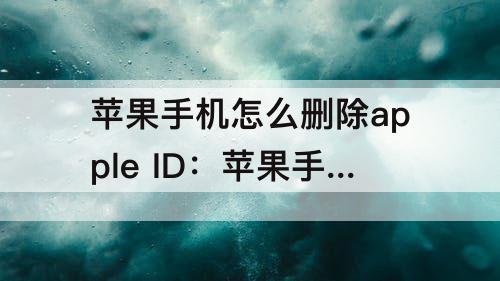 苹果手机怎么删除apple ID：苹果手机怎么删除apple id账号