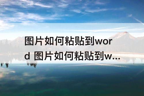 图片如何粘贴到word 图片如何粘贴到word文档的表格里