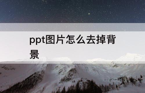 ppt图片怎么去掉背景
