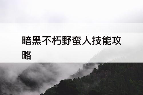 暗黑不朽野蛮人技能攻略