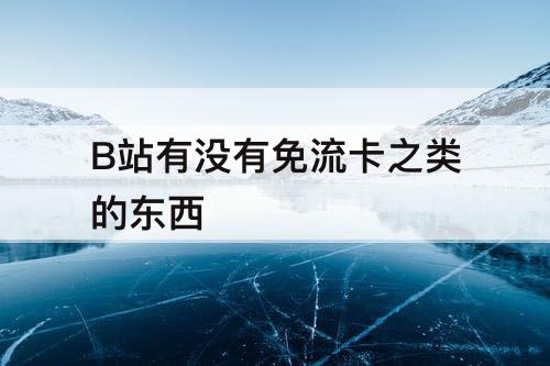 B站有没有免流卡之类的东西