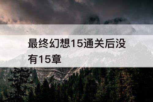 最终幻想15通关后没有15章