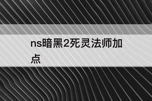 ns暗黑2死灵法师加点