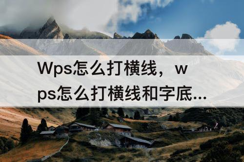 Wps怎么打横线，wps怎么打横线和字底下对齐