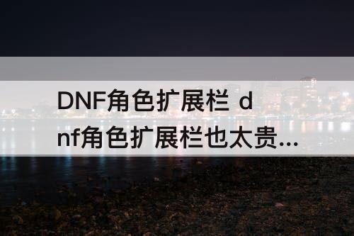 DNF角色扩展栏 dnf角色扩展栏也太贵了