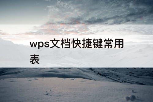 wps文档快捷键常用表